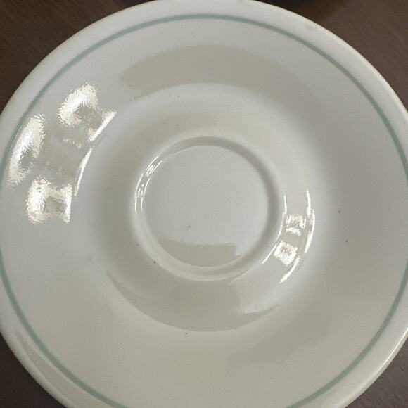 Vintage Corelle Calico Rose Saucers WHITE with Green Ring 6 1/8” Set Of 4 - Picture 3 of 9